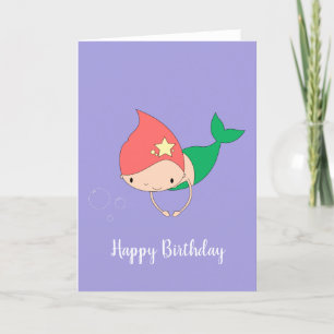 illusima Cotton Candy Mermaid Purple Birthday Card