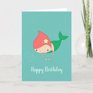 illusima Cotton Candy Mermaid Turquoise Birthday Card