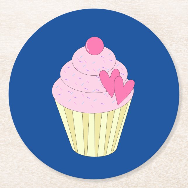 illusima Dark Blue Round Paper Coaster (Front)