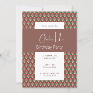 illusima Dark Chocolate Cupcake 1st Birthday Invitation