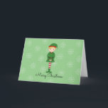 illusima Elf Boy Christmas Snowflakes Light Green Holiday Card<br><div class="desc">illusima Elf Boy Christmas Snowflakes Light Green Holiday Card. Merry Christmas and Happy Holidays to Everyone!</div>