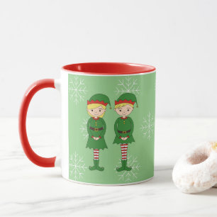 illusima Elf Kids Christmas Snowflakes Light Green Mug