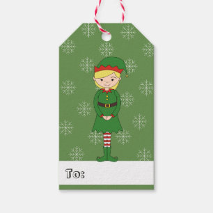 illusima Girl Elf Christmas Snowflakes Green Gift Tags