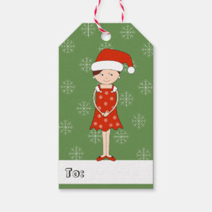 illusima Girl Santa Hat Christmas Snowflakes Gift Tags