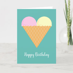 illusima Love Heart Ice-Cream Turquoise Birthday Card