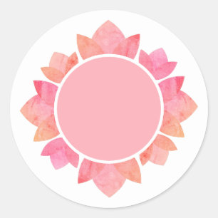 illusima Pink Lotus Circle White Classic Round Sticker
