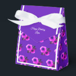 illusima Purple Flower Pattern Birthday Gift/ Favor Box<br><div class="desc">illusima White Ribbon Purple Flowers Pattern Birthday Party Gift Box/ Favour Box. Perfect for a child's themed birthday party.</div>