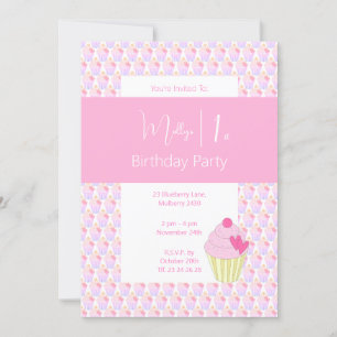 illusima Rainbow Cupcakes 1st Birthday Party Invitation