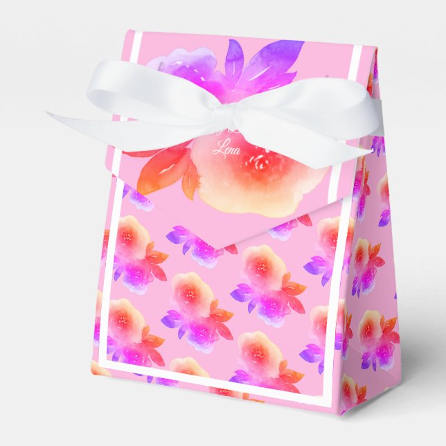 illusima Rainbow Flower Pattern Birthday Gift/ Favor Box (Front Side)