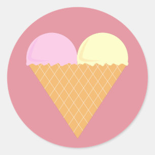 illusima Strawberry Banana Ice-cream Pink Classic Round Sticker