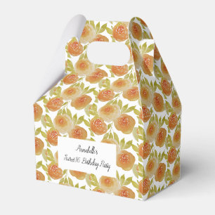 illusima Watercolour Apricot Floral Roses Sweet 16 Favor Box