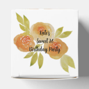 illusima Watercolour Apricot Roses Sweet 16 Favor Box