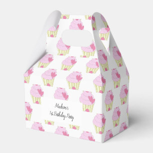 illusima Yummy Pink Frosting Cupcakes 1st Birthday Favor Box