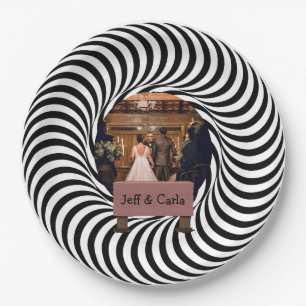 illusion 3D married Custom Dog Photo  Paper Plate