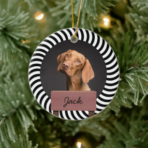 illusion christmas holiday Custom Dog Photo Ceramic Ornament