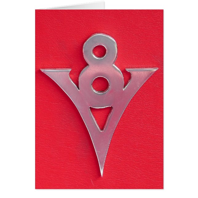 Illusion Chrome V8 Emblem on Red Leather (Front)