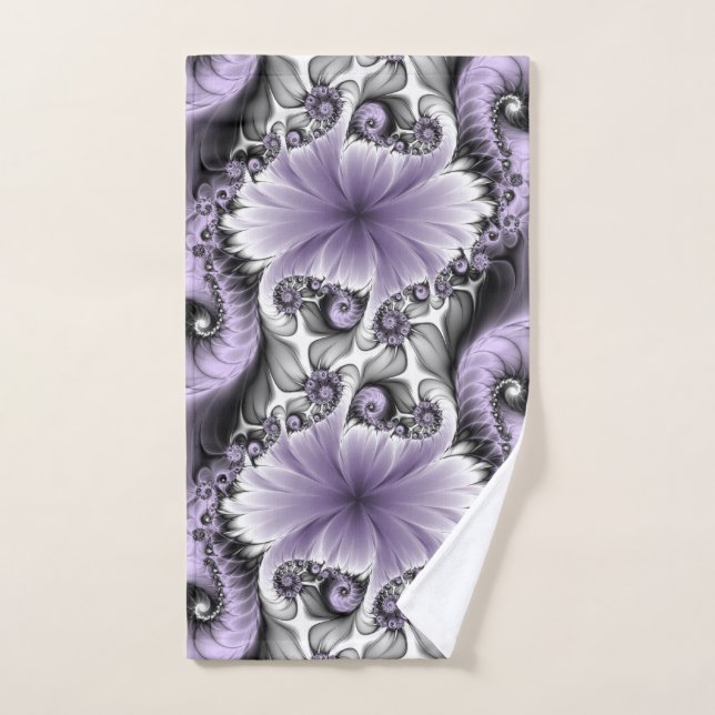 Illusion Lilac Abstrait Floral Fractal Art Imagina (Serviette à main)