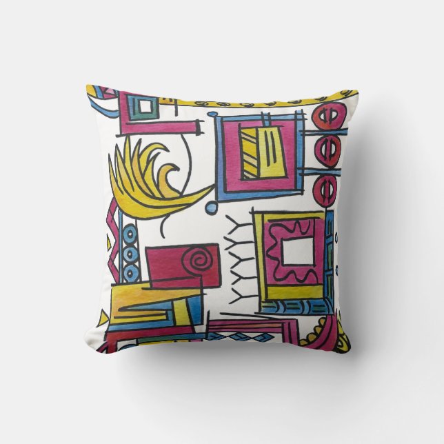 Illusory-Whimsical Modern Watercolor Art Throw Pillow (Front)