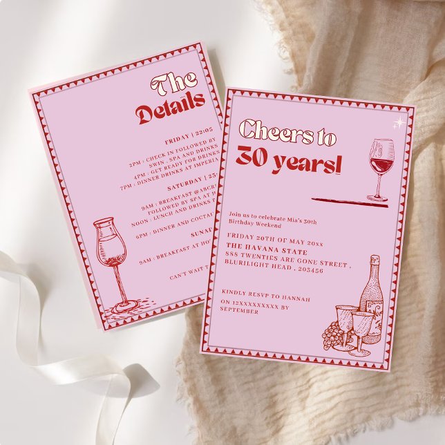 Illustrated 30th Birthday Cheers to 30 years!  Invitation (Creator Uploaded)
