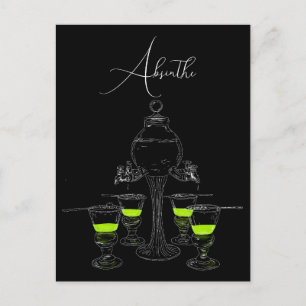 Illustrated Absinthe Set Postcard