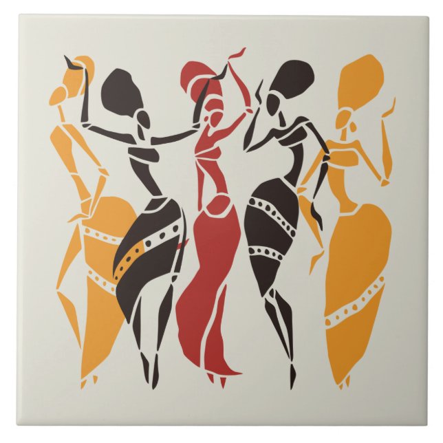 Illustrated African dancers background Tile (Front)