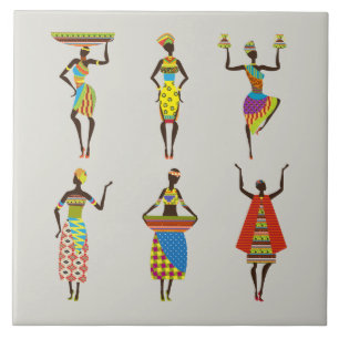 Illustrated African Women Tile