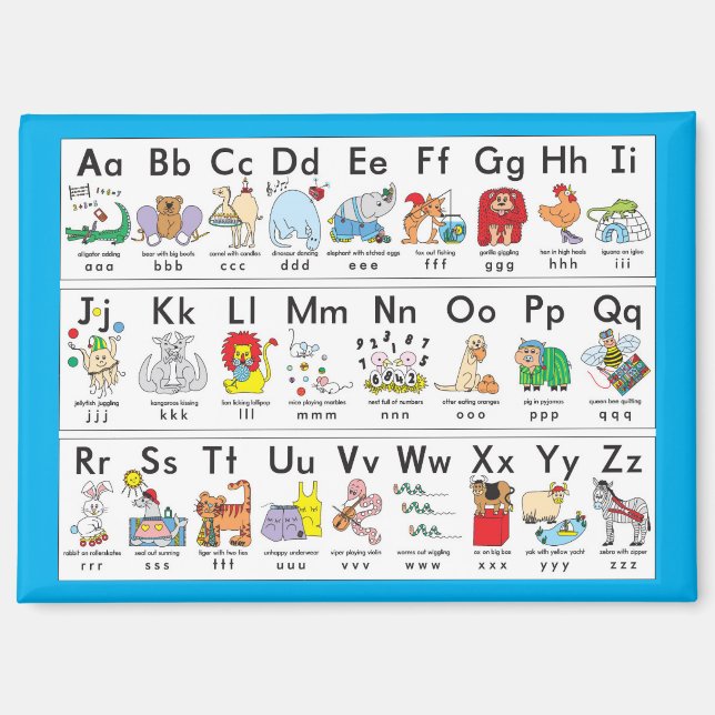 Illustrated Alphabet Animals Magnet (Front)