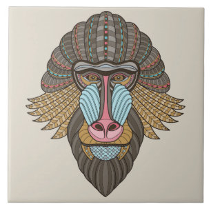 illustrated Baboon Tile