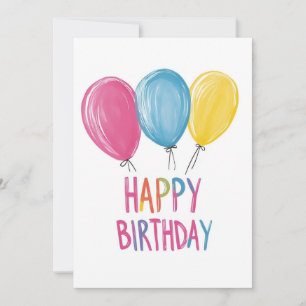 Illustrated Balloons Happy Birthday Invitation