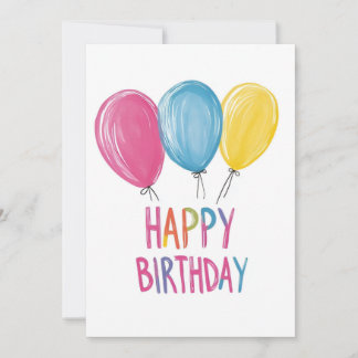 Illustrated Balloons Happy Birthday Invitation