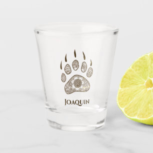 Illustrated Bear Claw Personalized Shot Glass