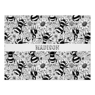 Illustrated Bee Pattern Personalized Colouring Poster