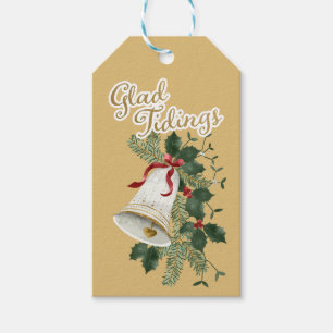 Illustrated Bell Glad Tidings Christmas Gift Tags