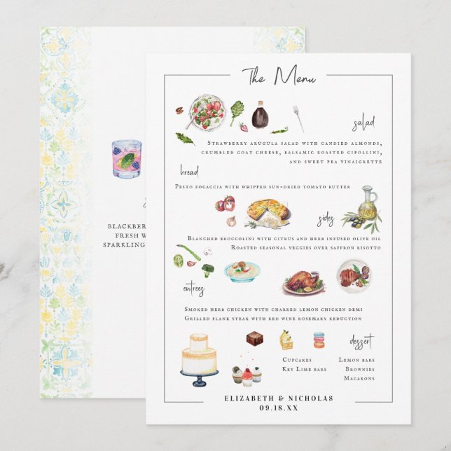 Illustrated Bespoke | Wedding Menu (Front/Back)