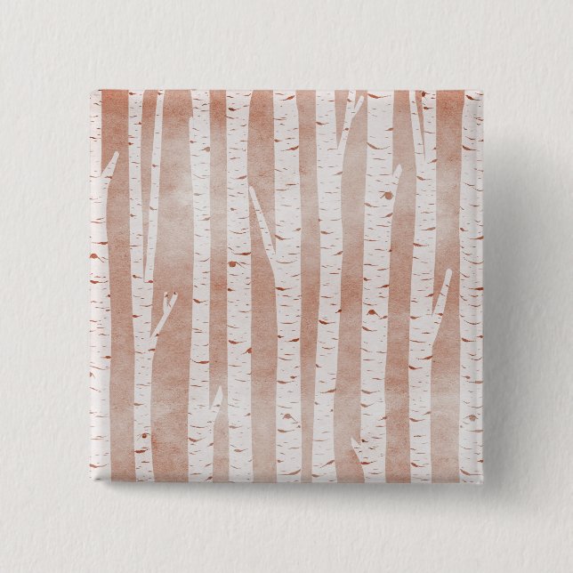 Illustrated Birch Trees 2 Inch Square Button (Front)