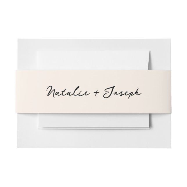 Illustrated Black Handwritten Retro Fun Wedding Invitation Belly Band (Front Example)
