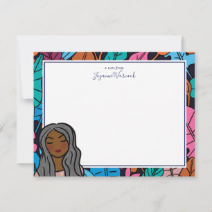 Illustrated Black Lady with Grey Hair Card
