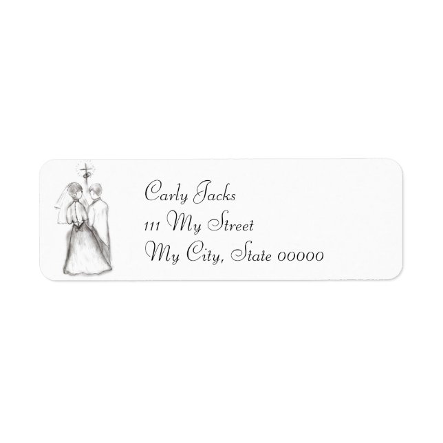 Illustrated Bride & Groom Return Address (Front)