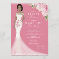 Illustrated Bride in Lace Gown Bridal Shower