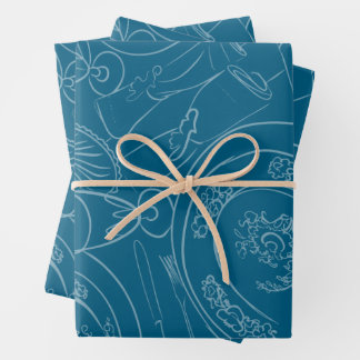 Illustrated Brunch Tablescape Wrapping Paper Sheet