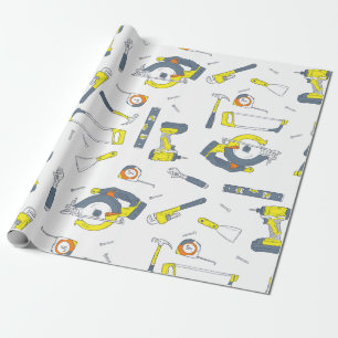 Illustrated building tools Wrapping paper