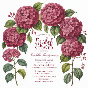 Illustrated Burgundy Hydrangea Floral Arch Invitation