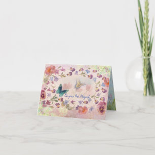 Illustrated Butterfly and Botanical Note Card
