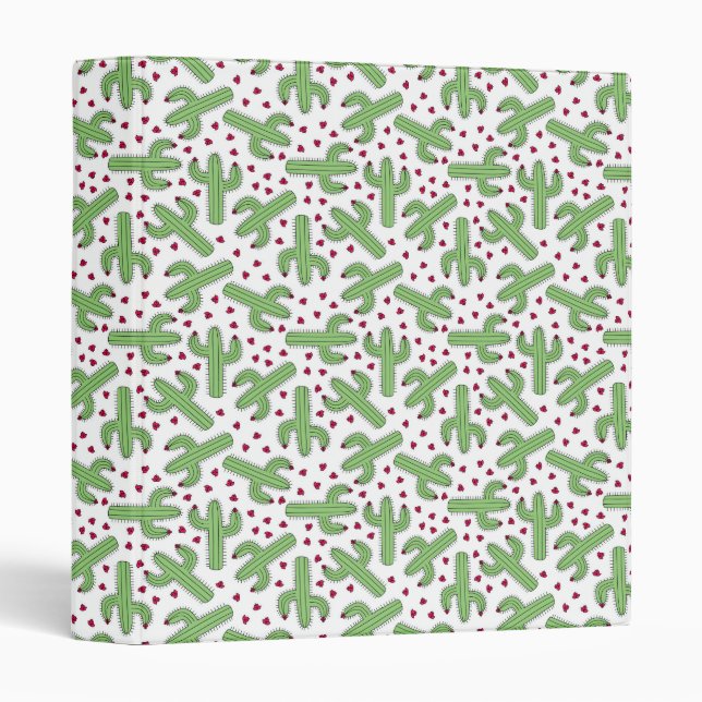 Illustrated Cactus & Pink Flowers Pattern Binder (Front/Spine)