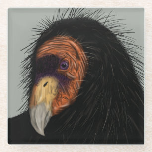 Illustrated California Condor Glass Coaster