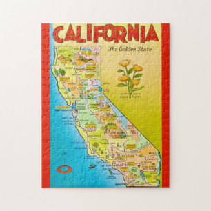 Illustrated California State 11x14 Jigsaw Puzzle