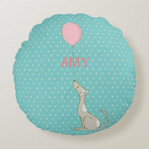 Illustrated Cartoon Dog Decor for Kids Round Pillow