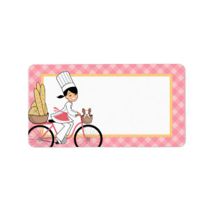 Illustrated Chef Bicycle Label in Medium