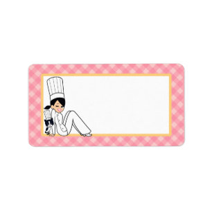 Illustrated Chef Bicycle Label in Medium