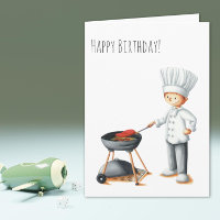 Illustrated Chef Man Doing a Barbecue Birthday